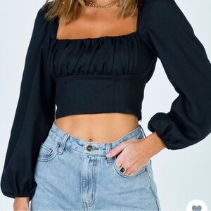 Princess Polly Ariah Long Sleeve Top Black Size 2
